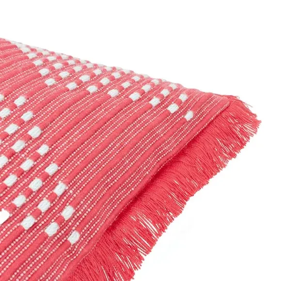 Square Cushion with Fringe Trim - Pink, PET