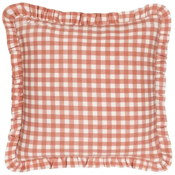 Square Cushion with Gingham Pattern - Rose, Cotton