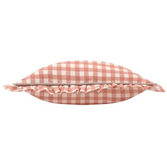 Square Cushion with Gingham Pattern - Rose, Cotton