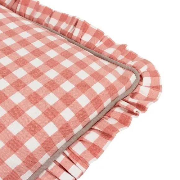 Square Cushion with Gingham Pattern - Rose, Cotton