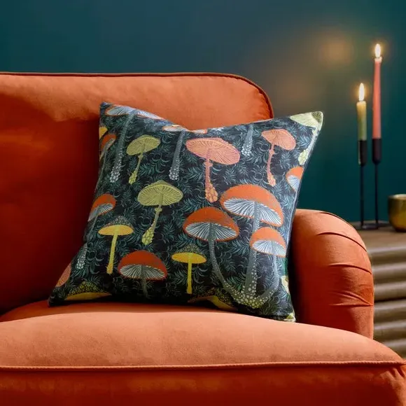 Square Cushion with Knife Edge - Black, Cotton