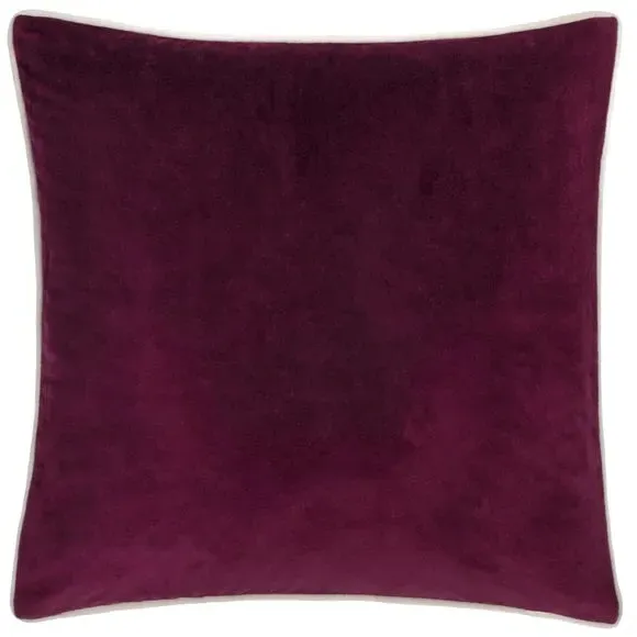 Square Cushion with Piped Edge - Plum, Velvet