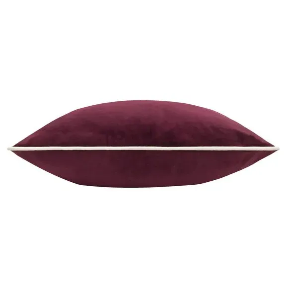 Square Cushion with Piped Edge - Plum, Velvet