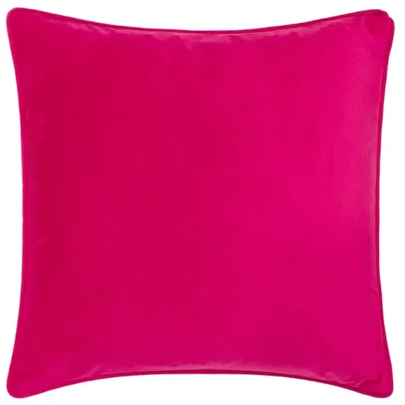 Square Cushion with Piped Trim - Magenta, Velvet