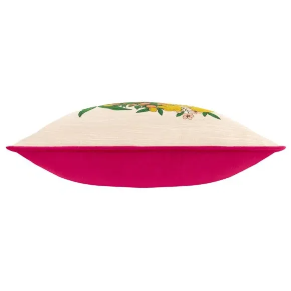 Square Cushion with Piped Trim - Magenta, Velvet