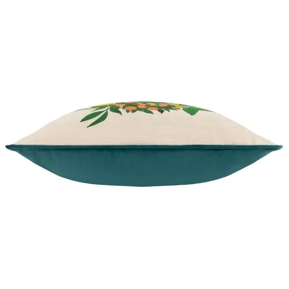 Square Cushion with Piped Trim - Teal, Velvet