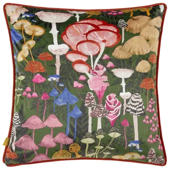 Square Cushion with Print - Green, Polyester