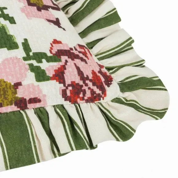 Square Cushion with Ruffle Edge - Willow, Cotton