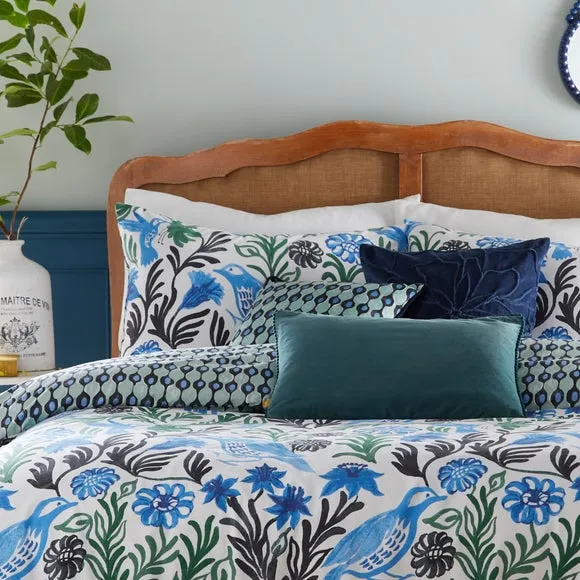 Square Cushion with Velvet Reverse - Ocean, Polyester