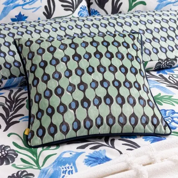 Square Cushion with Velvet Reverse - Ocean, Polyester image
