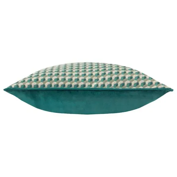 Square Cushion with Woven Texture - Blue, Velvet