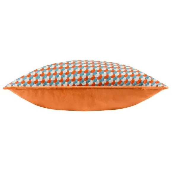 Square Cushion with Woven Texture - Orange, Velvet