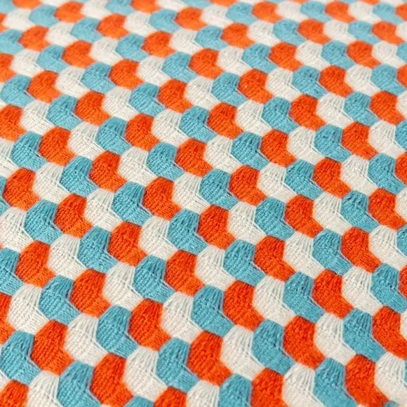 Square Cushion with Woven Texture - Orange, Velvet