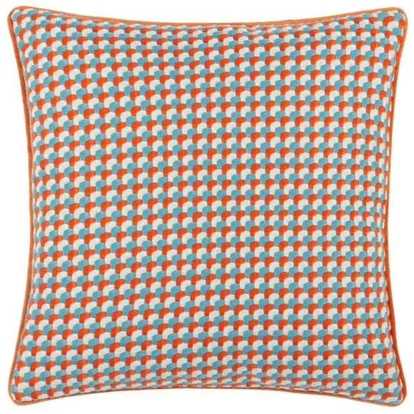 Square Cushion with Woven Texture - Orange, Velvet
