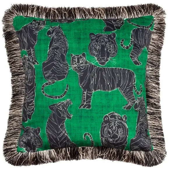 Square Cushion with Zip Fastening - Green, Polyester image