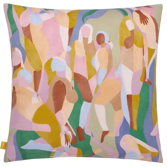 Square Cushion with Zip - Multicolor, Polyester