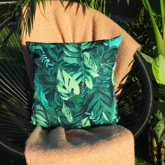 Square Outdoor Cushion Reversible - Green, Polyester