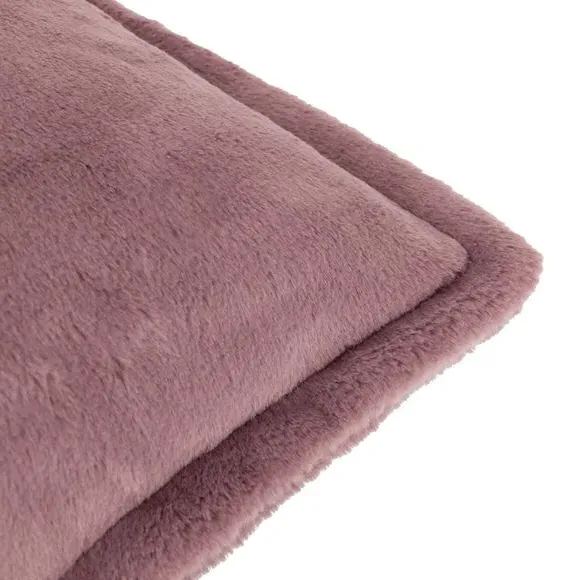 Square Reversible Cushion - Mulberry, Faux Fur