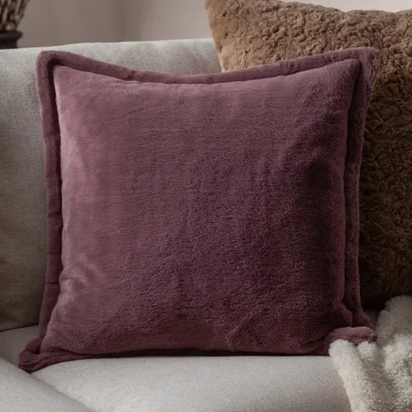 Square Reversible Cushion - Mulberry, Faux Fur image