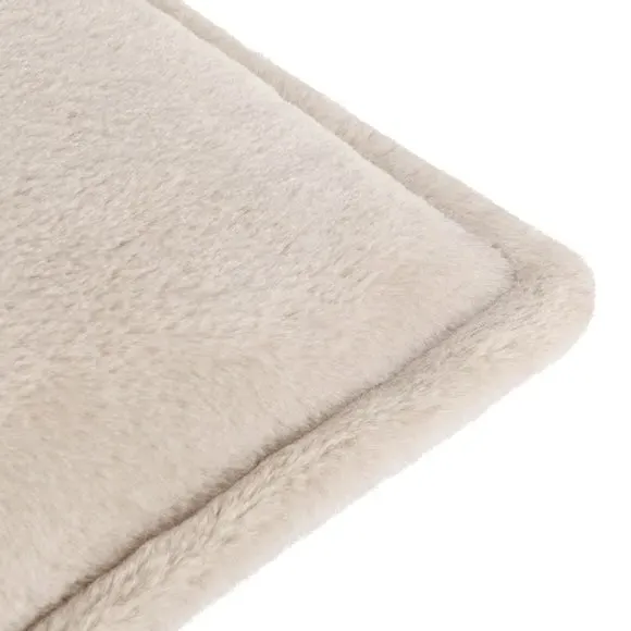 Square Reversible Cushion - Natural, Faux Fur