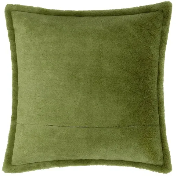 Square Reversible Cushion - Olive, Faux Fur