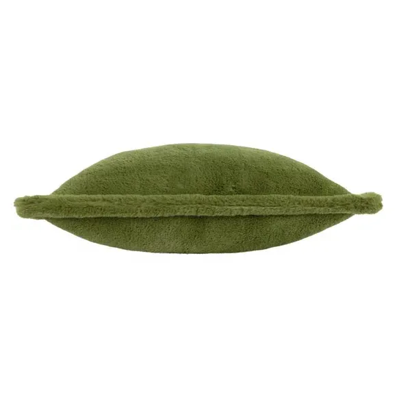 Square Reversible Cushion - Olive, Faux Fur
