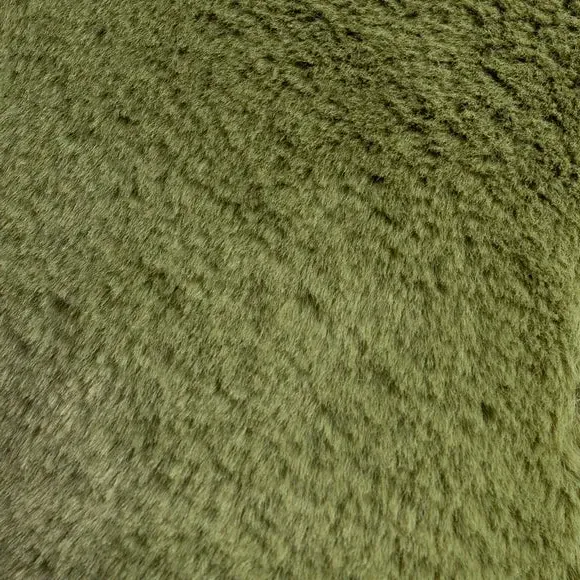 Square Reversible Cushion - Olive, Faux Fur