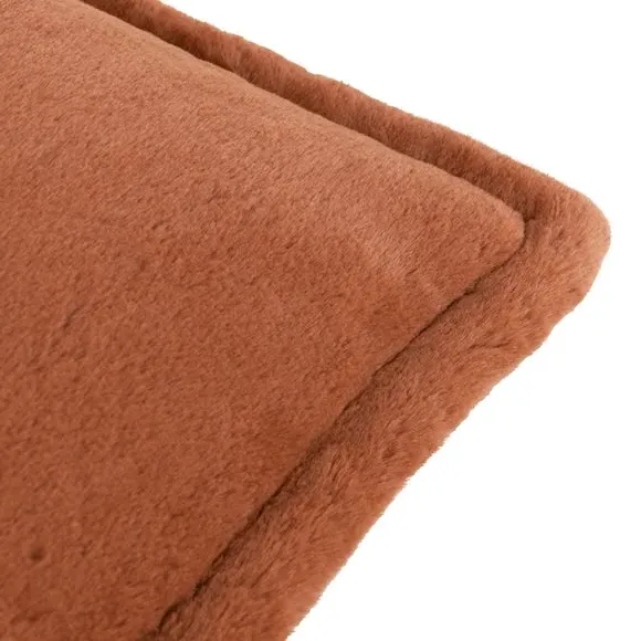 Square Reversible Cushion - Rust, Faux Fur