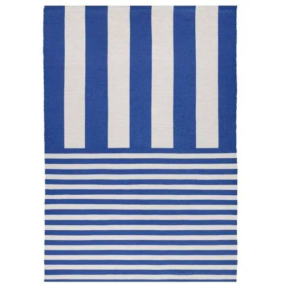 Striped Indoor Outdoor Rug - Blue, Polyester