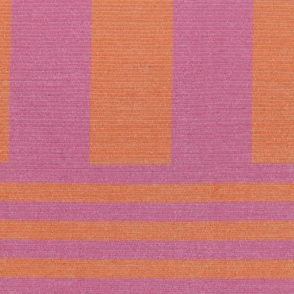 Striped Indoor Outdoor Rug - Orange, Polyester