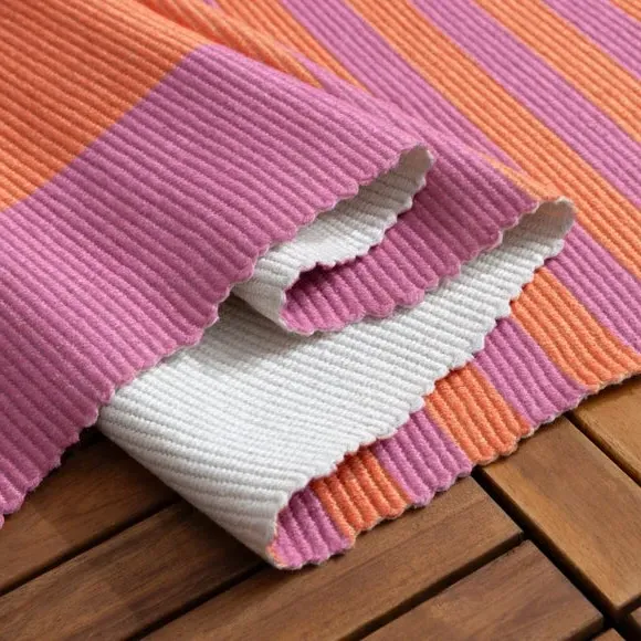 Striped Indoor Outdoor Rug - Orange, Polyester