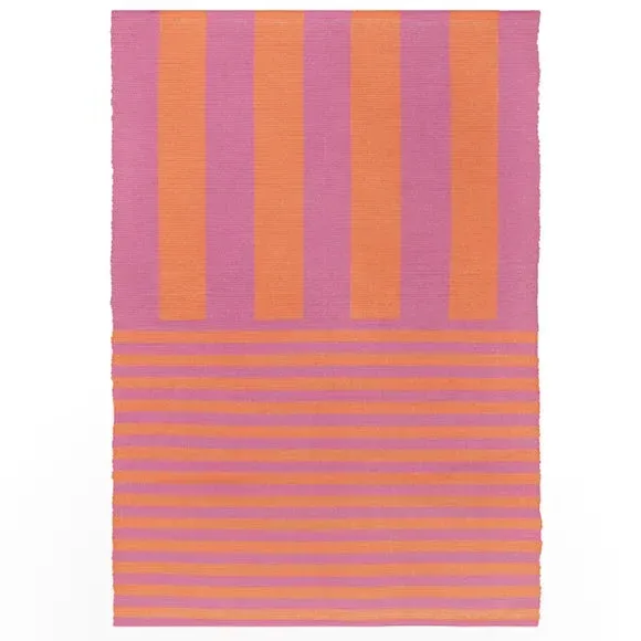 Striped Indoor Outdoor Rug - Orange, Polyester