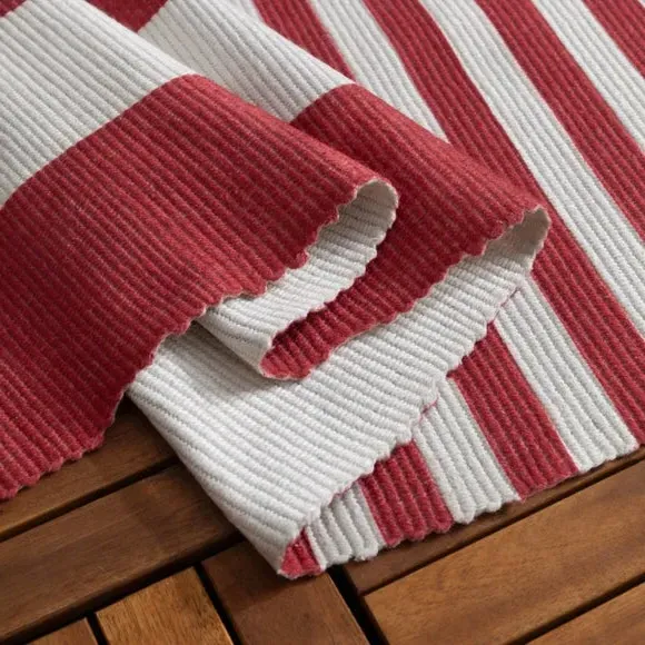 Striped Indoor Outdoor Rug - Red, Polyester