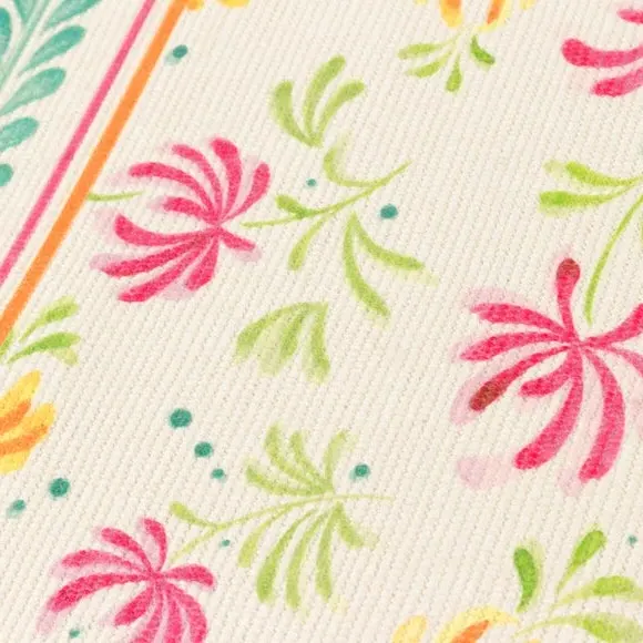 Table Runner with Floral Print - Multicolor