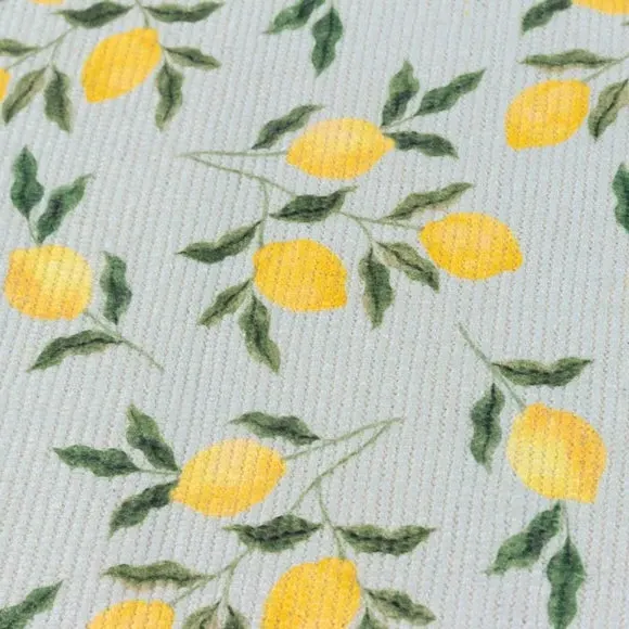 Table Runner with Lemon Design - Blue, Polyester