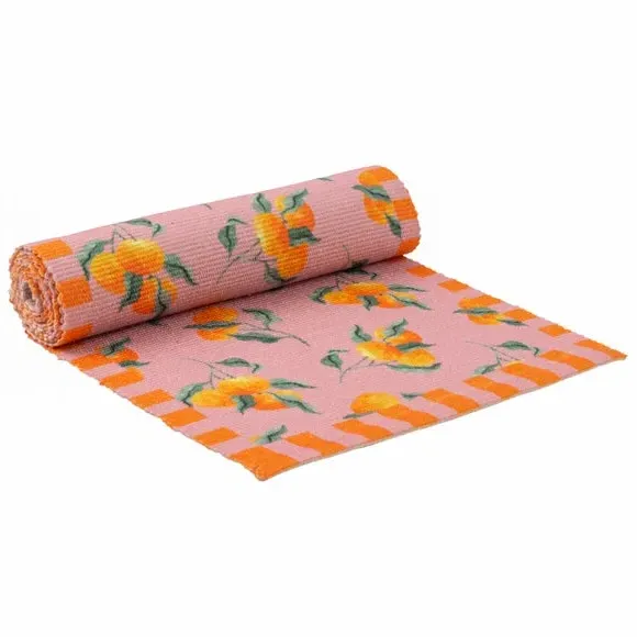 Table Runner with Orange Print - Pink, Polyester