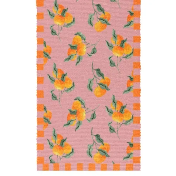 Table Runner with Orange Print - Pink, Polyester