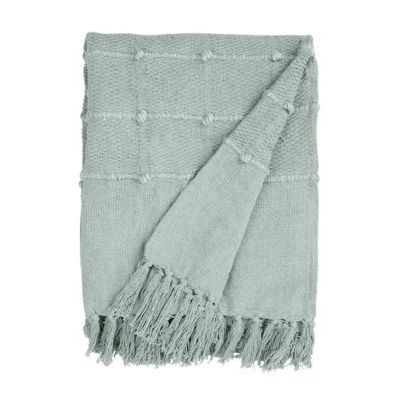 Textured Throw Blanket with Tassels - Blush