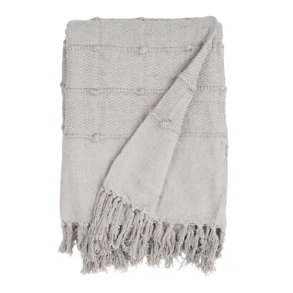 Textured Throw Blanket with Tassels - Seafoam