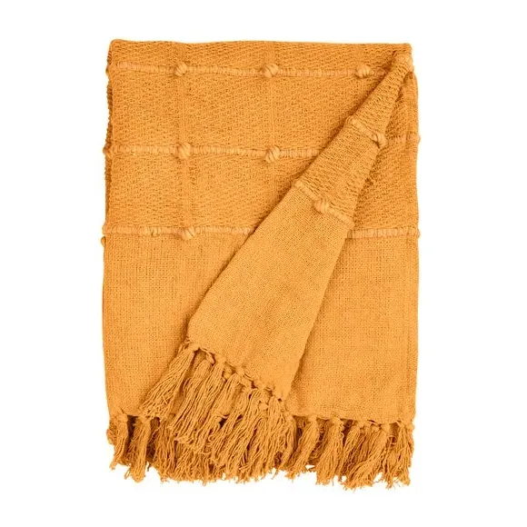 Textured Throw Blanket with Tassels - Seafoam