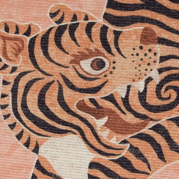Tiger Print Washable Rug - Orange, Polyester