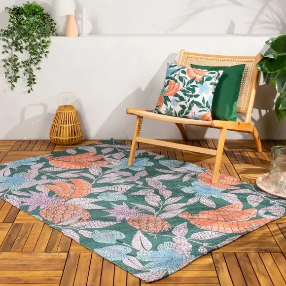 Washable Indoor Outdoor Rug - Green, Polyester image
