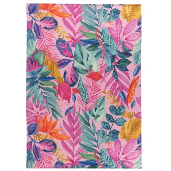 Washable Indoor Outdoor Rug - Pink, Polyester