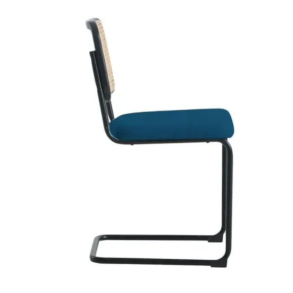 Cantilever Dining Chair with Cane Detail - Navy