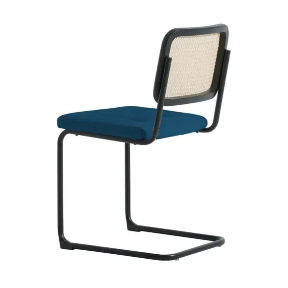 Cantilever Dining Chair with Cane Detail - Navy