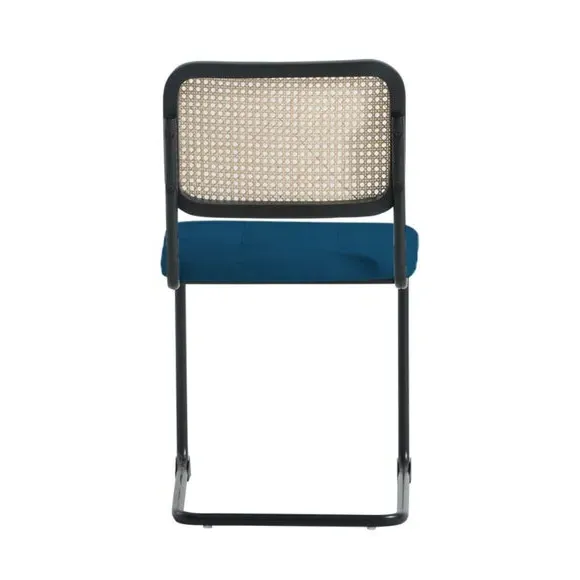 Cantilever Dining Chair with Cane Detail - Navy