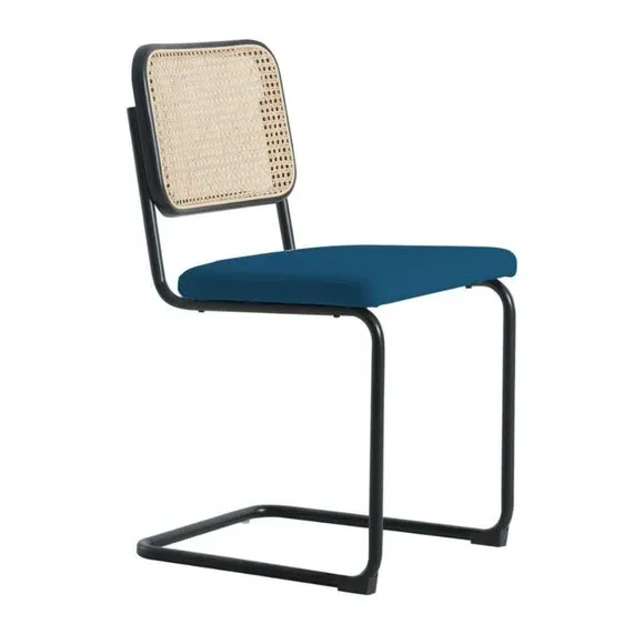 Cantilever Dining Chair with Cane Detail - Navy