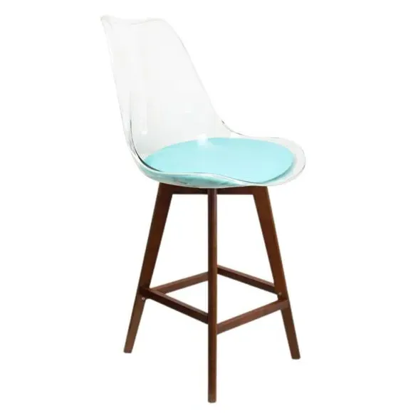 Clear Bar Stool with Seat Pad - Aqua
