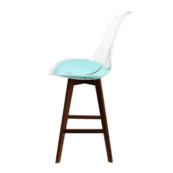 Clear Bar Stool with Seat Pad - Aqua