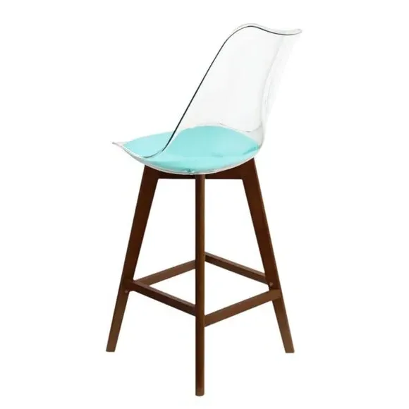 Clear Bar Stool with Seat Pad - Aqua